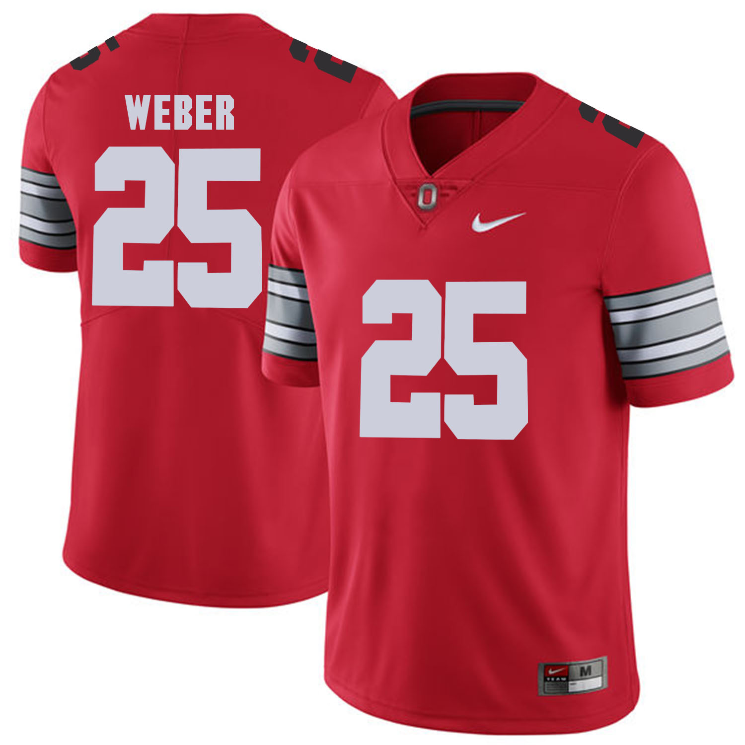 Men Ohio State #25 Weber Red Customized NCAA Jerseys